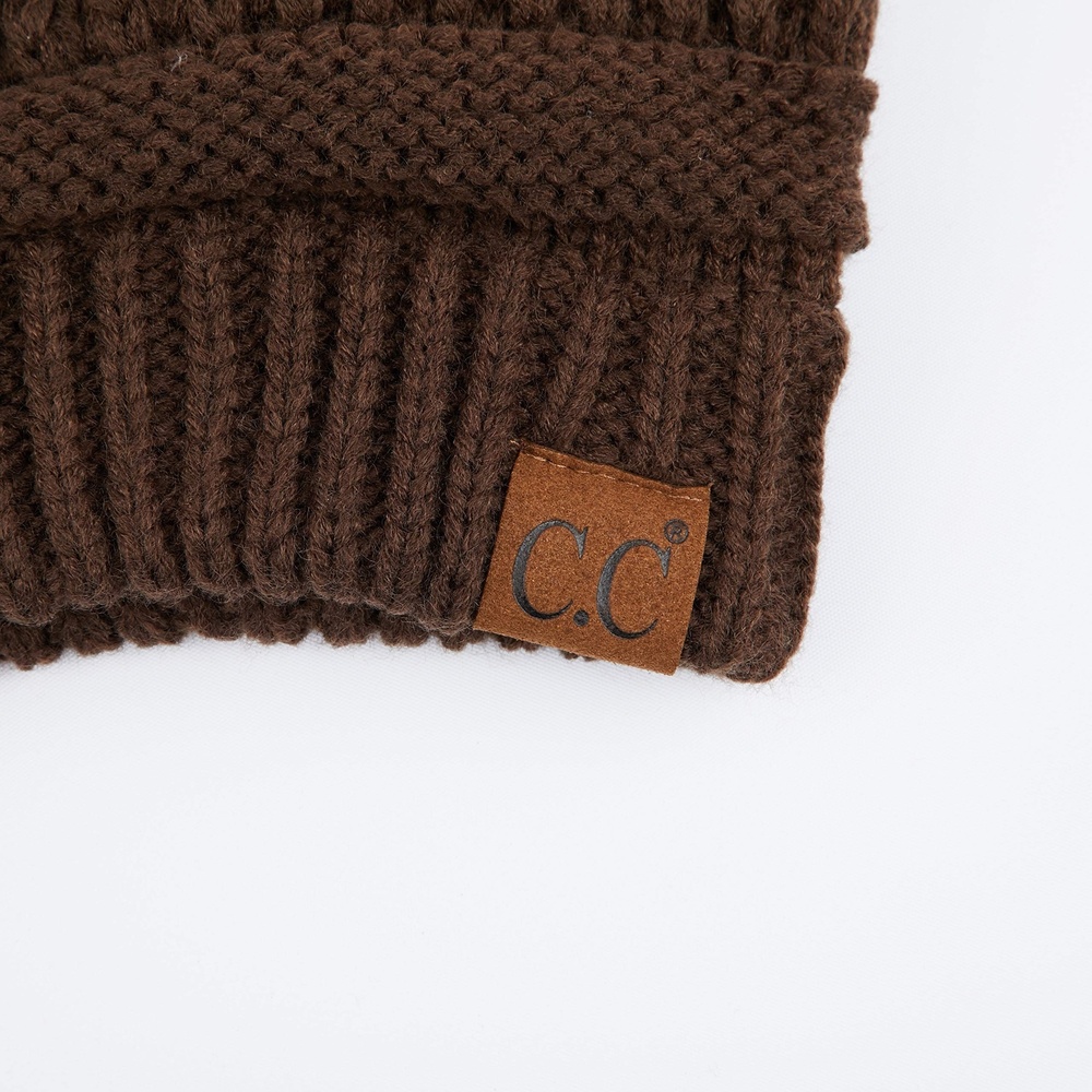 Exclusives Cable Knit Beanie - Thick, Soft & Warm Chunky | Brown | Size OS - Picture 3 of 3